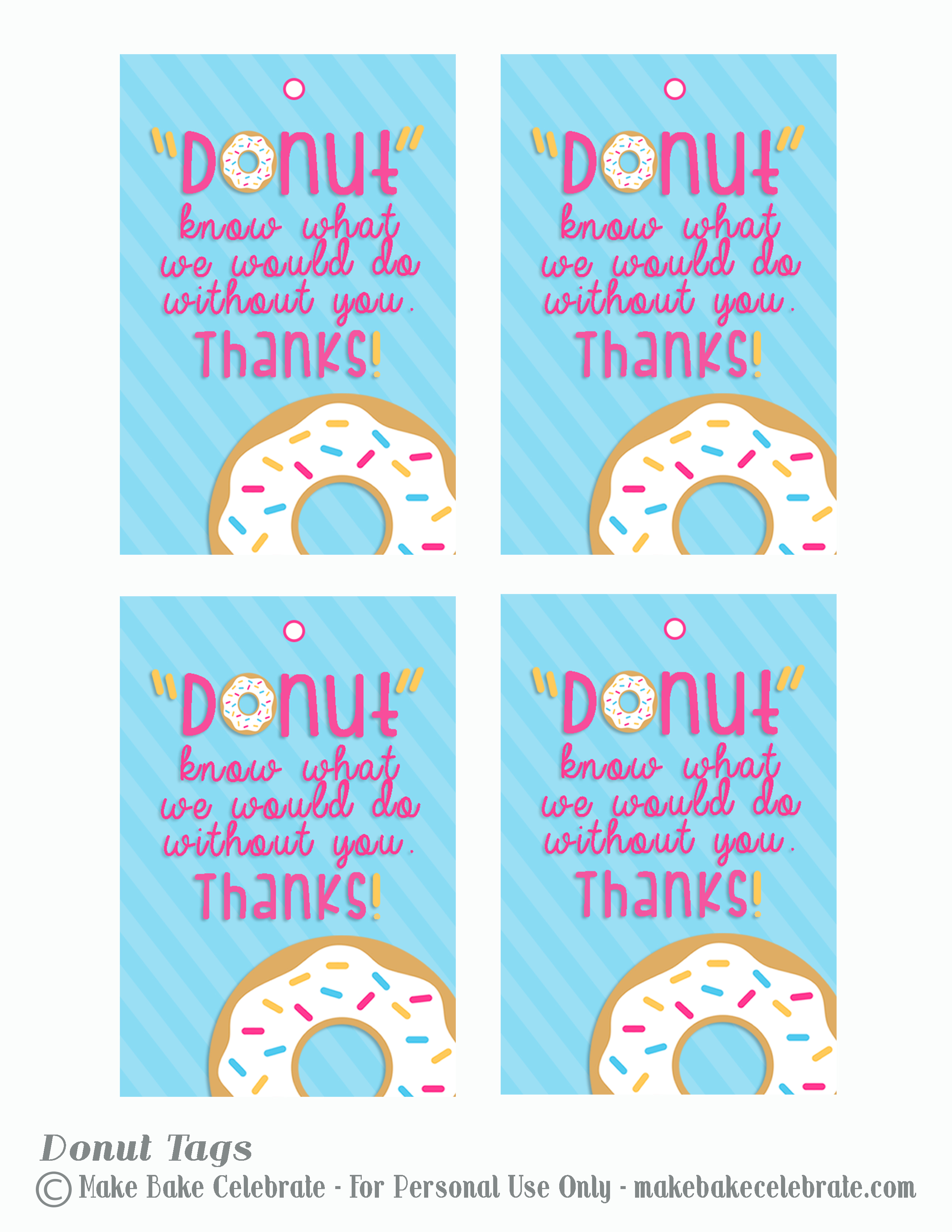 Donut Appreciation FREE Printable Tags! National Donut Day, Donuts