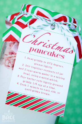 Printable Christmas Pancake Mix Gift Tag Easy Quick Holiday Gift Idea /  Favor Tag Pancake Gift Personalized Printable DIY 