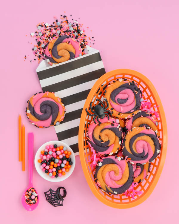 Pink Swirly Halloween Cookies