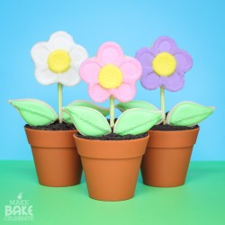 Flower Pot Cupcakes With Cookie Pop Flowers